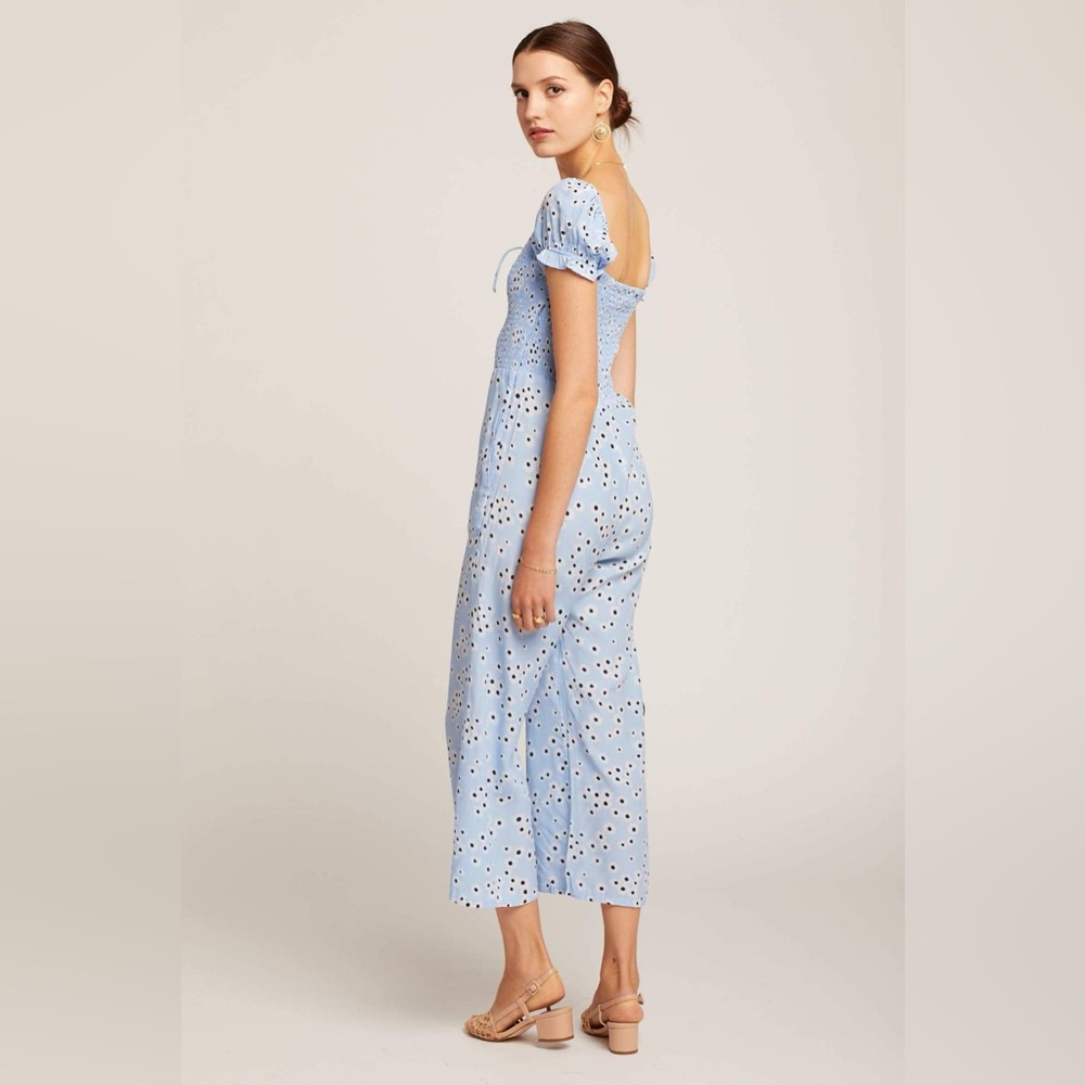 FAITHFULL THE BRAND Essa Floral Della Jumpsuit Size 8 Smocked Bodice Puff Sleeve - Picture 2 of 8